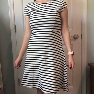 Black and white striped dress